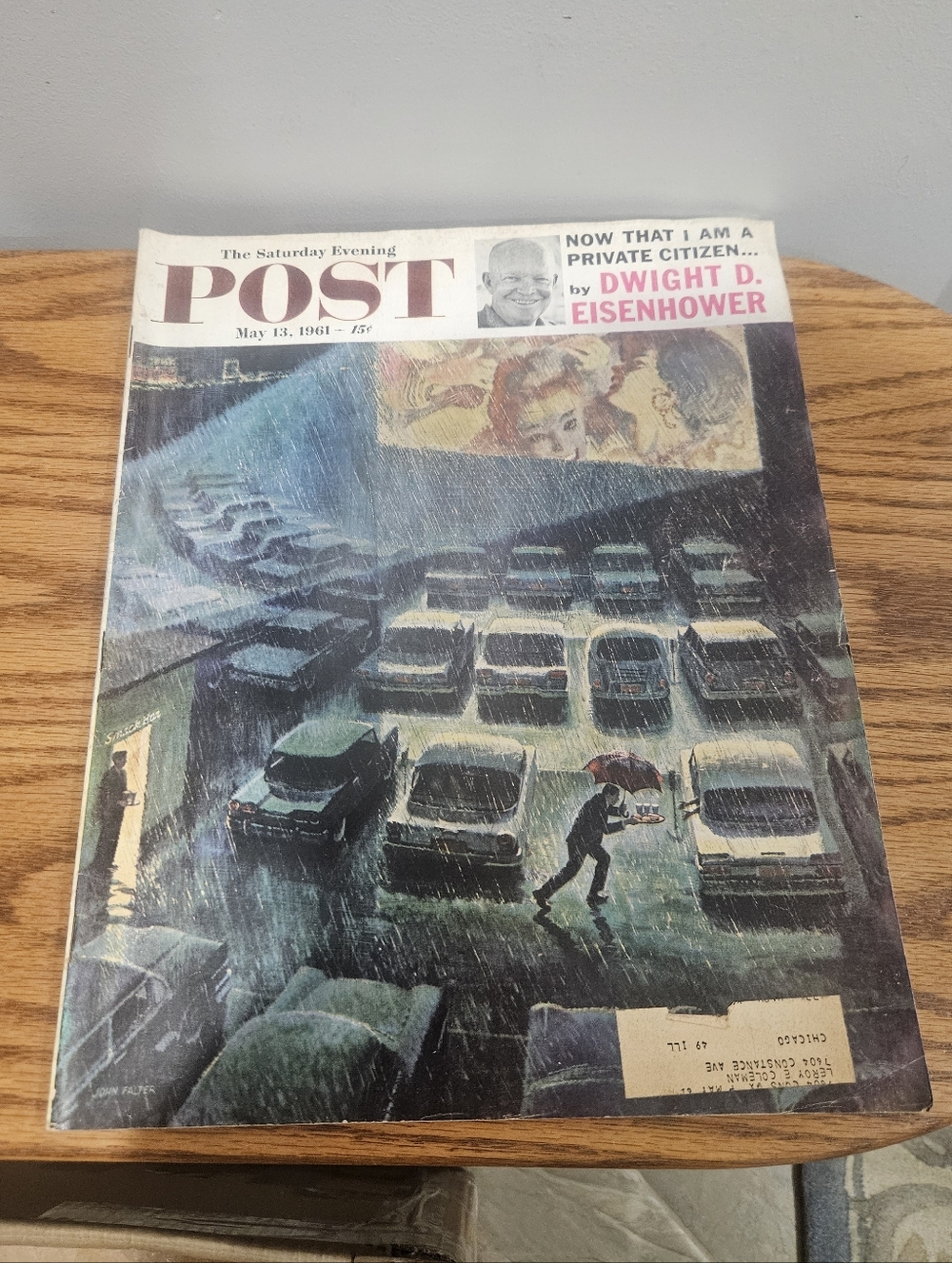 VINTAGE Saturday Evening Post May 13, 1961 Illustrated Cover - Blue & Green